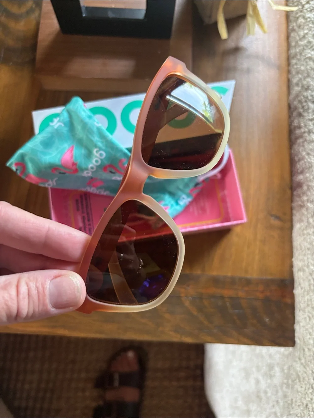 Goodr Ombre Rectangular Sunglasses — Peach to Cream Frame